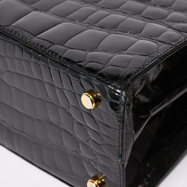 Salvatore Ferragamo Gancini Handbag AK 4790 Leather Black Good Condition Used 4a004399