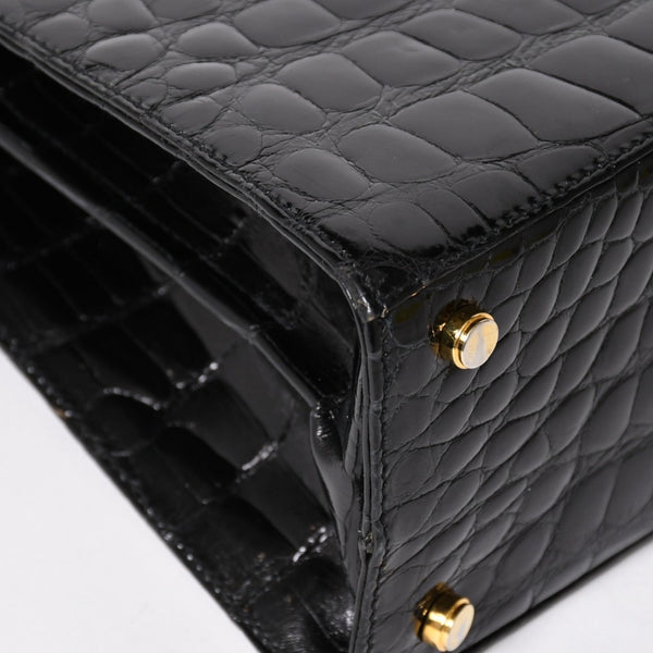 Salvatore Ferragamo Gancini Handbag AK 4790 Leather Black Good Condition Used 4a004399