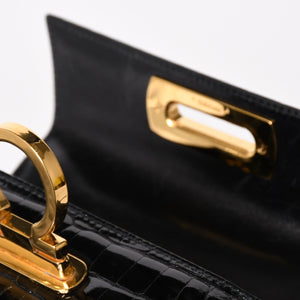 Salvatore Ferragamo Gancini Handbag AK 4790 Leather Black Good Condition Used 4a004399