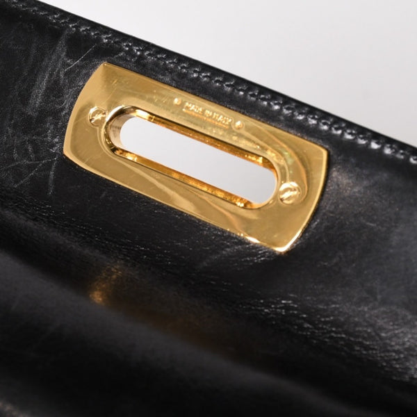 Salvatore Ferragamo Gancini Handbag AK 4790 Leather Black Good Condition Used 4a004399