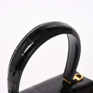 Salvatore Ferragamo Gancini Handbag AK 4790 Leather Black Good Condition Used 4a004399