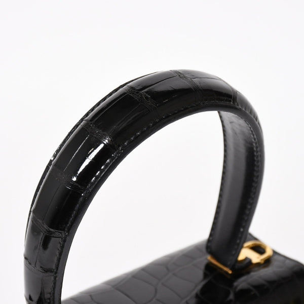 Salvatore Ferragamo Gancini Handbag AK 4790 Leather Black Good Condition Used 4a004399