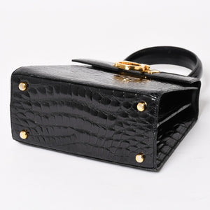 Salvatore Ferragamo Gancini Handbag AK 4790 Leather Black Good Condition Used 4a004399