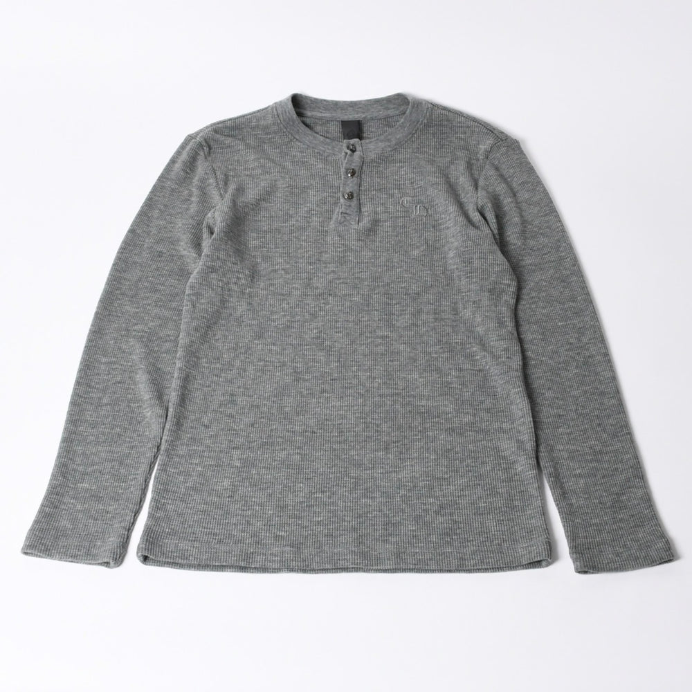 Like new CHROME HEARTS Turtleneck Henley Neck Shirt Long Sleeve T-shirt Size M Thermal Cotton Gray Used 4b000443
