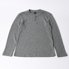 新品同様 CHROME HEARTS クロムハーツ タートルネック ヘンリーネックシャツ 長袖Tシャツ サイズM サーマル コットン グレー 中古 4b000443