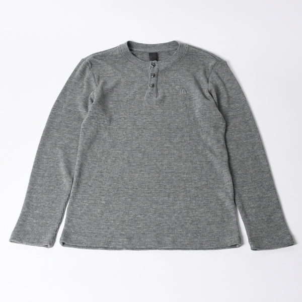 新品同様 CHROME HEARTS クロムハーツ タートルネック ヘンリーネックシャツ 長袖Tシャツ サイズM サーマル コットン グレー 中古 4b000443
