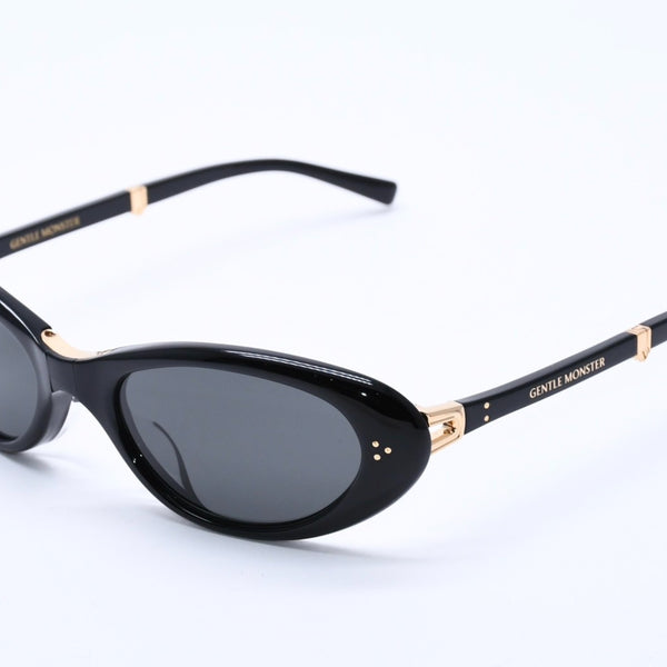 GENTLE MONSTER ジェントルモンスター オーバルサングラス 折りたたみ式 LOLANG-01 サイズ54□21-132 ブラック ゴールド 美品 中古 4a004290