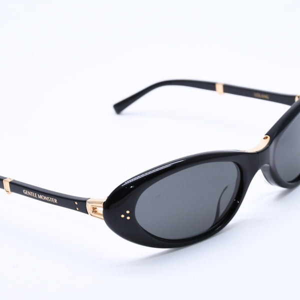 GENTLE MONSTER ジェントルモンスター オーバルサングラス 折りたたみ式 LOLANG-01 サイズ54□21-132 ブラック ゴールド 美品 中古 4a004290