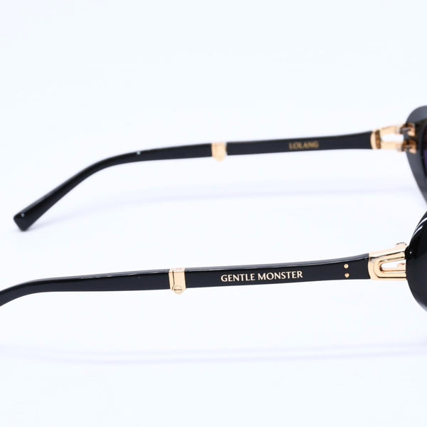 GENTLE MONSTER ジェントルモンスター オーバルサングラス 折りたたみ式 LOLANG-01 サイズ54□21-132 ブラック ゴールド 美品 中古 4a004290