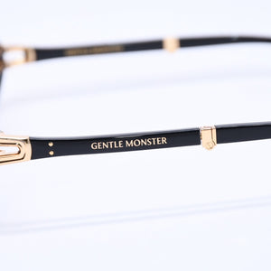 GENTLE MONSTER ジェントルモンスター オーバルサングラス 折りたたみ式 LOLANG-01 サイズ54□21-132 ブラック ゴールド 美品 中古 4a004290