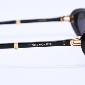 GENTLE MONSTER ジェントルモンスター オーバルサングラス 折りたたみ式 LOLANG-01 サイズ54□21-132 ブラック ゴールド 美品 中古 4a004290