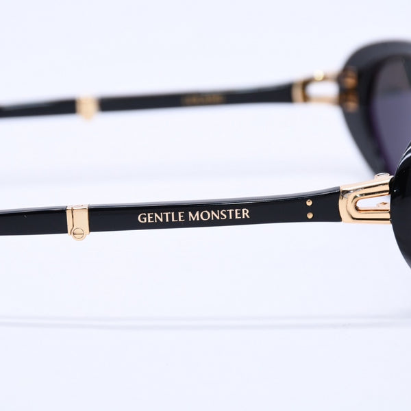 GENTLE MONSTER ジェントルモンスター オーバルサングラス 折りたたみ式 LOLANG-01 サイズ54□21-132 ブラック ゴールド 美品 中古 4a004290
