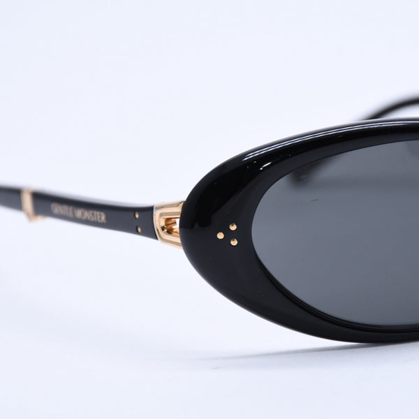 GENTLE MONSTER ジェントルモンスター オーバルサングラス 折りたたみ式 LOLANG-01 サイズ54□21-132 ブラック ゴールド 美品 中古 4a004290