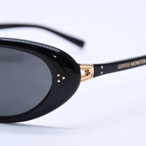 GENTLE MONSTER ジェントルモンスター オーバルサングラス 折りたたみ式 LOLANG-01 サイズ54□21-132 ブラック ゴールド 美品 中古 4a004290