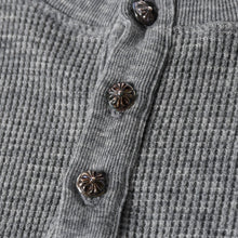 画像をギャラリービューアに読み込む, 新品同様 CHROME HEARTS クロムハーツ タートルネック ヘンリーネックシャツ 長袖Tシャツ サイズM サーマル コットン グレー 中古 4b000443