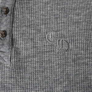 新品同様 CHROME HEARTS クロムハーツ タートルネック ヘンリーネックシャツ 長袖Tシャツ サイズM サーマル コットン グレー 中古 4b000443