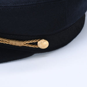 CELINE Triomphe Sailor Cap 2AUS1327V Casquette Marine Cap Navy Gold Size 58 Gold Code Good Condition Used 4a004285