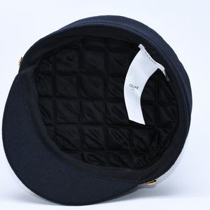 CELINE Triomphe Sailor Cap 2AUS1327V Casquette Marine Cap Navy Gold Size 58 Gold Code Good Condition Used 4a004285