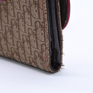 Christian Dior クリスチャンディオール トロッター ラスタカラー サドルウォレット ガリアーノ期 キャンバス D金具 ベージュ 良品 中古 4a004432