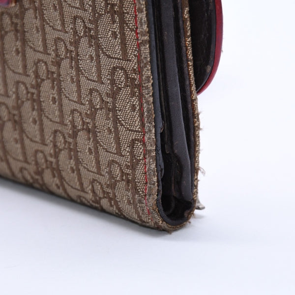 Christian Dior クリスチャンディオール トロッター ラスタカラー サドルウォレット ガリアーノ期 キャンバス D金具 ベージュ 良品 中古 4a004432