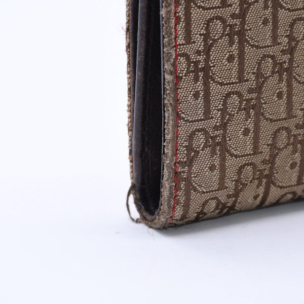 Christian Dior クリスチャンディオール トロッター ラスタカラー サドルウォレット ガリアーノ期 キャンバス D金具 ベージュ 良品 中古 4a004432