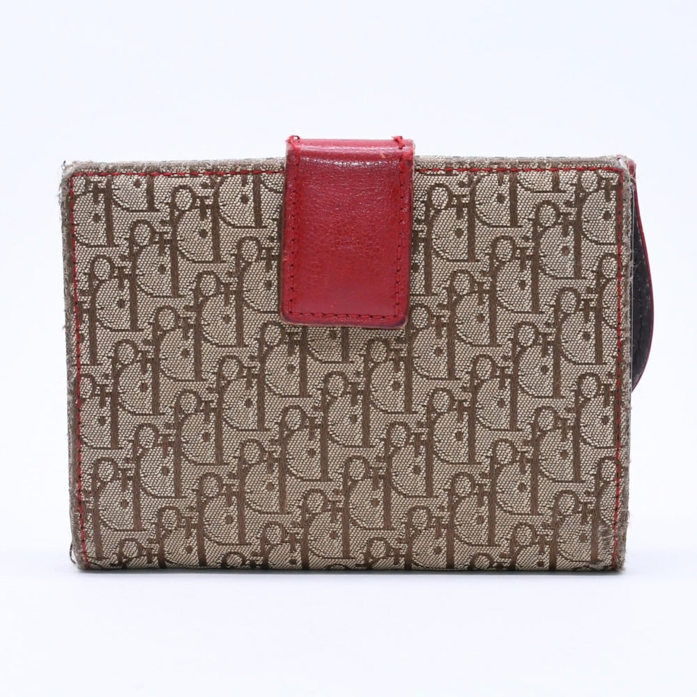 Christian Dior クリスチャンディオール トロッター ラスタカラー サドルウォレット ガリアーノ期 キャンバス D金具 ベージュ 良品 中古 4a004432