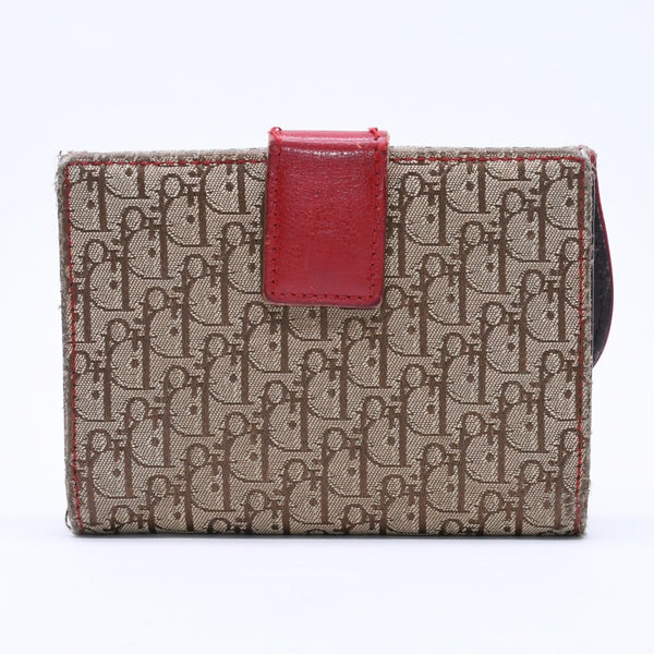 Christian Dior クリスチャンディオール トロッター ラスタカラー サドルウォレット ガリアーノ期 キャンバス D金具 ベージュ 良品 中古 4a004432
