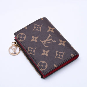 新品未使用 LOUIS VUITTON ルイヴィトン × 村上隆 ポルトフォイユ リサ M13420 コンパクトウォレット 二つ折り財布 ブラウン レッド 中古 4a004297