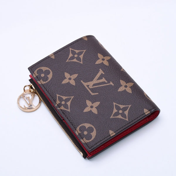 新品未使用 LOUIS VUITTON ルイヴィトン × 村上隆 ポルトフォイユ リサ M13420 コンパクトウォレット 二つ折り財布 ブラウン レッド 中古 4a004297