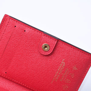 新品未使用 LOUIS VUITTON ルイヴィトン × 村上隆 ポルトフォイユ リサ M13420 コンパクトウォレット 二つ折り財布 ブラウン レッド 中古 4a004297