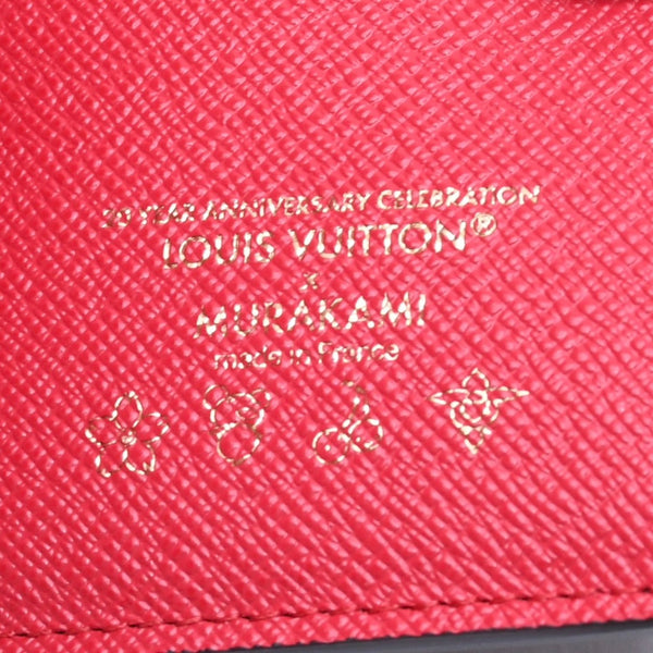新品未使用 LOUIS VUITTON ルイヴィトン × 村上隆 ポルトフォイユ リサ M13420 コンパクトウォレット 二つ折り財布 ブラウン レッド 中古 4a004297