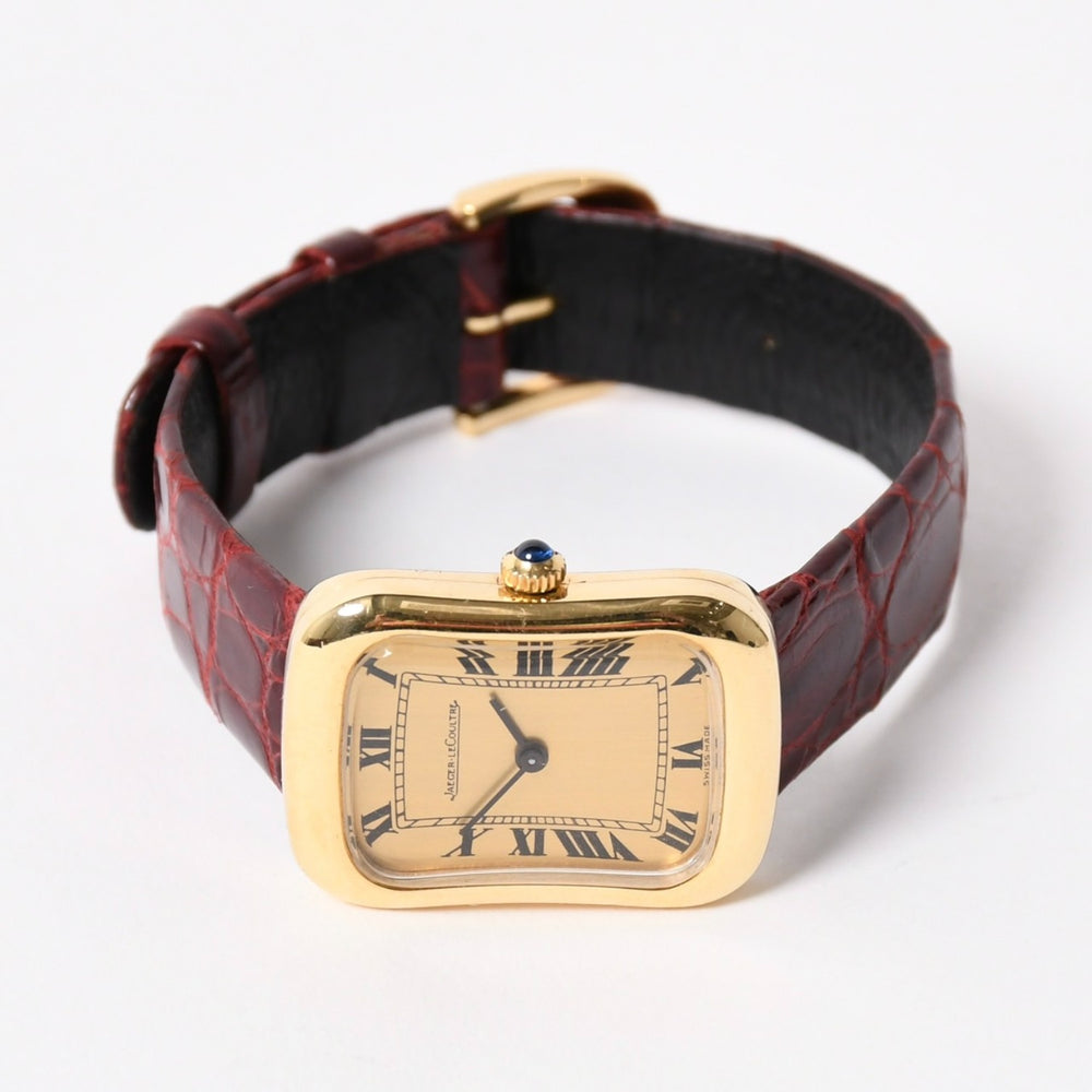 極美品 JAEGER-LECOULTRE ジャガー ルクルト 腕時計 6021.21 重量約22.89g 手巻き シャンパン文字盤 レクタングル GP 中古 4a004444