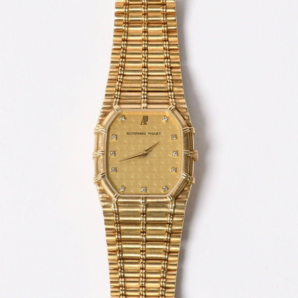 AUDEMARS PIGUET Audemars Piguet BAMBOO watch 14644BA Weight approx. 85.55g 18KYG 11P diamond Manual winding Gold dial Good condition Used 4a004651
