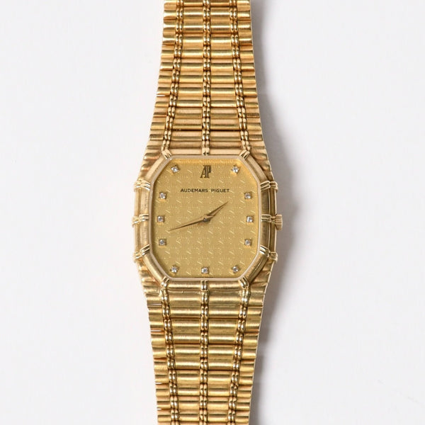 AUDEMARS PIGUET Audemars Piguet BAMBOO watch 14644BA Weight approx. 85.55g 18KYG 11P diamond Manual winding Gold dial Good condition Used 4a004651