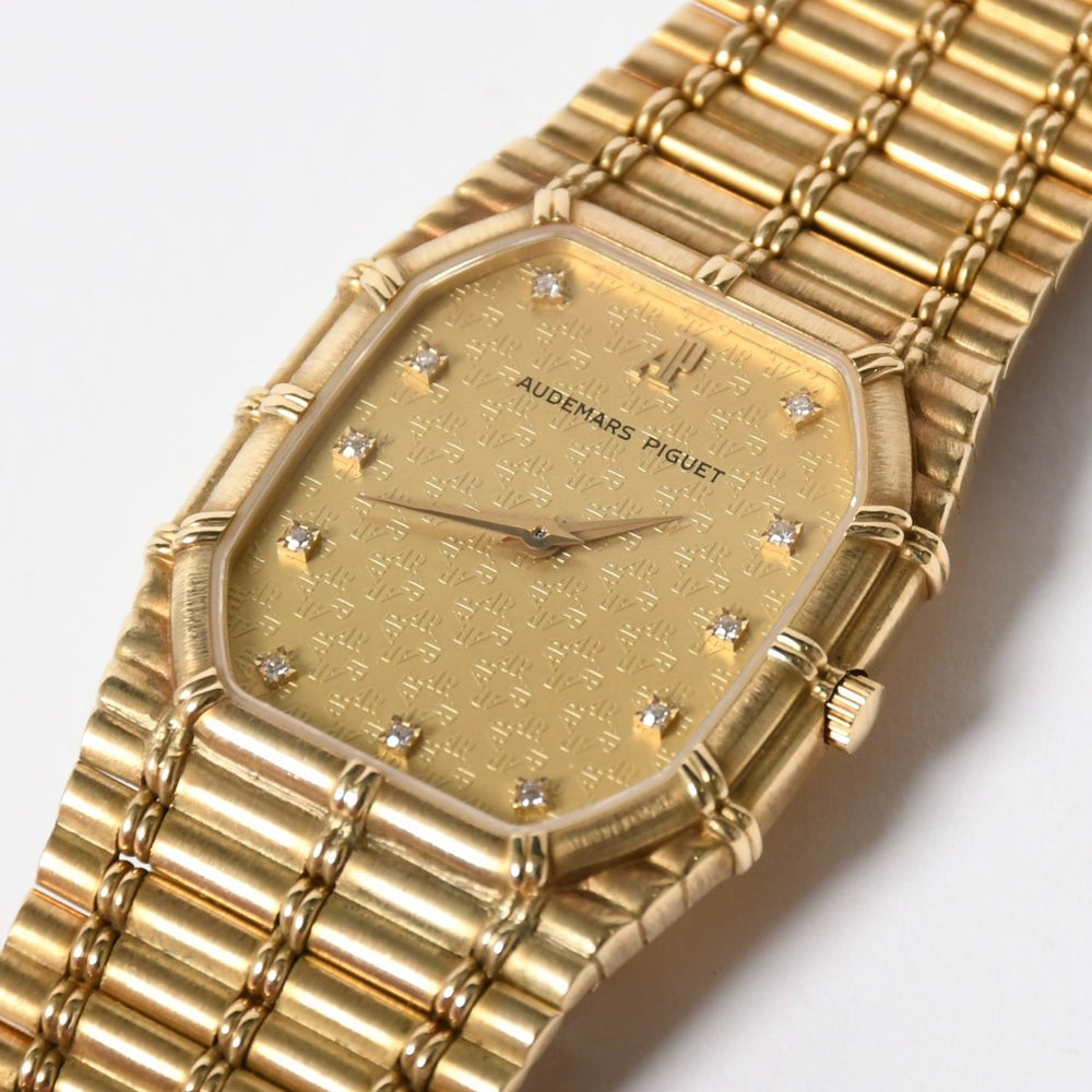 AUDEMARS PIGUET Audemars Piguet BAMBOO watch 14644BA Weight approx. 85.55g 18KYG 11P diamond Manual winding Gold dial Good condition Used 4a004651
