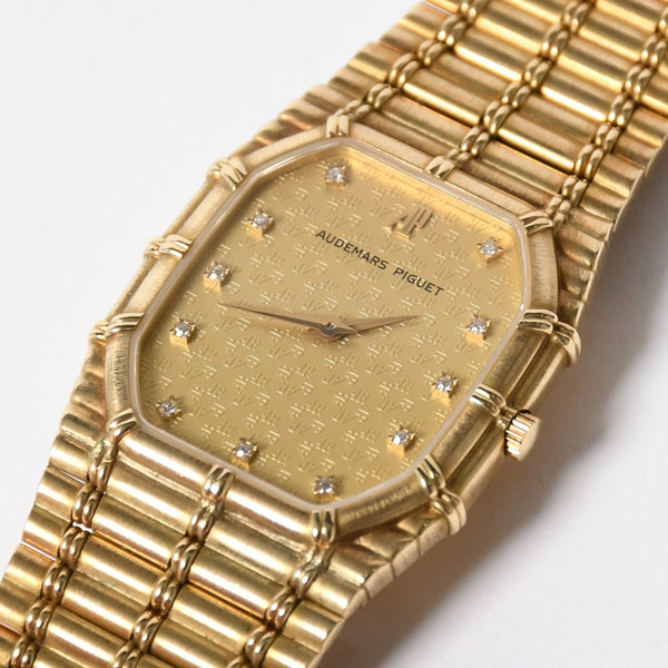 AUDEMARS PIGUET Audemars Piguet BAMBOO watch 14644BA Weight approx. 85.55g 18KYG 11P diamond Manual winding Gold dial Good condition Used 4a004651