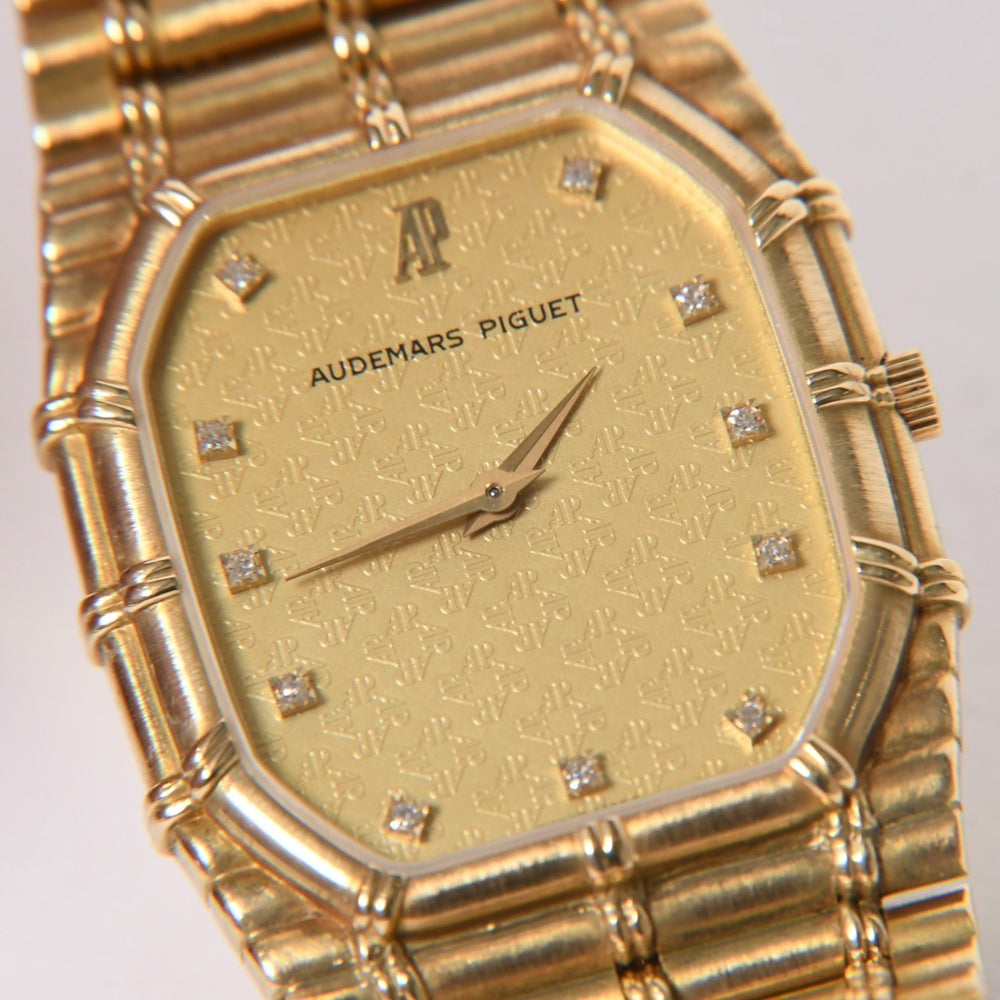 AUDEMARS PIGUET Audemars Piguet BAMBOO watch 14644BA Weight approx. 85.55g 18KYG 11P diamond Manual winding Gold dial Good condition Used 4a004651