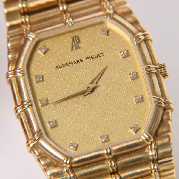 AUDEMARS PIGUET Audemars Piguet BAMBOO watch 14644BA Weight approx. 85.55g 18KYG 11P diamond Manual winding Gold dial Good condition Used 4a004651