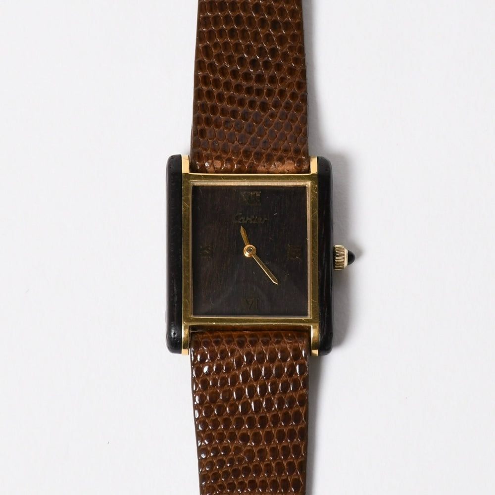 CARTIER カルティエ オーガニックタンクウッド LM 腕時計 20611 重量約19.05g 18KGP 手巻き ゴールド ブラウン ウッド 美品 中古 4a004446