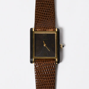 CARTIER カルティエ オーガニックタンクウッド LM 腕時計 20611 重量約19.05g 18KGP 手巻き ゴールド ブラウン ウッド 美品 中古 4a004446