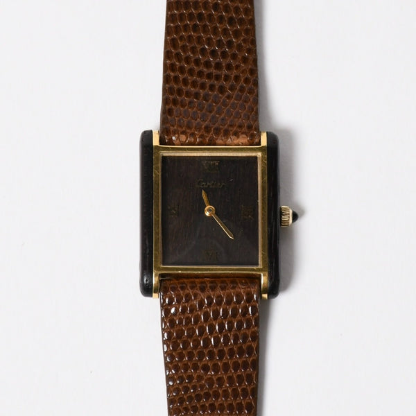 CARTIER カルティエ オーガニックタンクウッド LM 腕時計 20611 重量約19.05g 18KGP 手巻き ゴールド ブラウン ウッド 美品 中古 4a004446