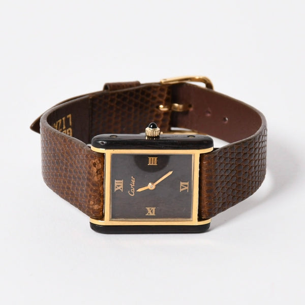 CARTIER カルティエ オーガニックタンクウッド LM 腕時計 20611 重量約19.05g 18KGP 手巻き ゴールド ブラウン ウッド 美品 中古 4a004446