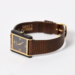 CARTIER カルティエ オーガニックタンクウッド LM 腕時計 20611 重量約19.05g 18KGP 手巻き ゴールド ブラウン ウッド 美品 中古 4a004446