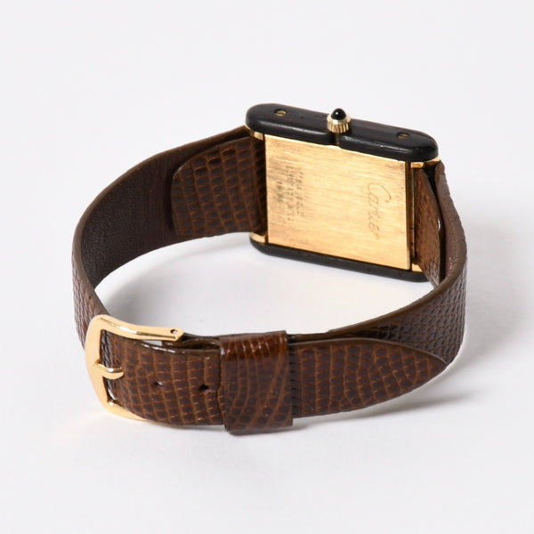 CARTIER カルティエ オーガニックタンクウッド LM 腕時計 20611 重量約19.05g 18KGP 手巻き ゴールド ブラウン ウッド 美品 中古 4a004446