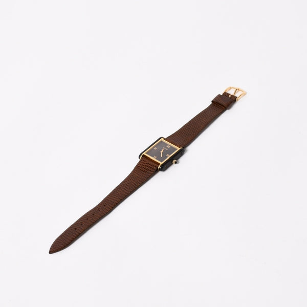 CARTIER カルティエ オーガニックタンクウッド LM 腕時計 20611 重量約19.05g 18KGP 手巻き ゴールド ブラウン ウッド 美品 中古 4a004446