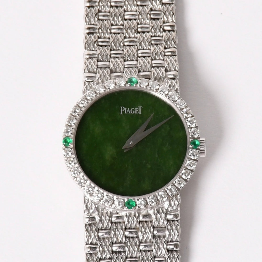 PIAGET ピアジェ TRADITION トラディション 腕時計 9706 D 23 重量約67.49g 18KWG 手巻き ダイヤモンド ジェイド文字盤 美品 中古 4a004447