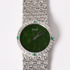 PIAGET ピアジェ TRADITION トラディション 腕時計 9706 D 23 重量約67.49g 18KWG 手巻き ダイヤモンド ジェイド文字盤 美品 中古 4a004447