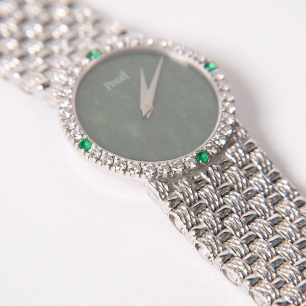 PIAGET ピアジェ TRADITION トラディション 腕時計 9706 D 23 重量約67.49g 18KWG 手巻き ダイヤモンド ジェイド文字盤 美品 中古 4a004447