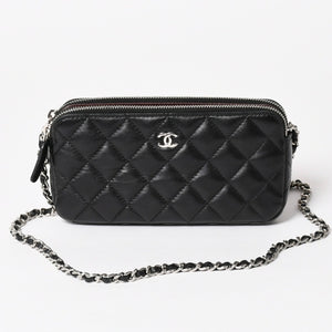 CHANEL Chain Shoulder Wallet Wallet No. 28 Coco Mark Lambskin Black Silver Hardware Good Condition Used 4a004879