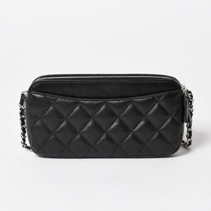 CHANEL Chain Shoulder Wallet Wallet No. 28 Coco Mark Lambskin Black Silver Hardware Good Condition Used 4a004879